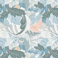 PNG William Morris's leaf pattern sticker, vintage floral design, transparent background