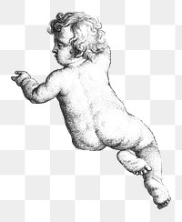 Vintage cherub png sticker, transparent background