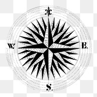 Vintage compass png direction sticker, transparent background