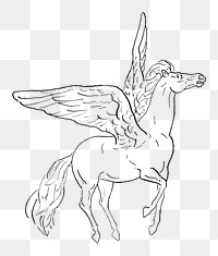 Vintage pegasus png creature sticker, transparent background