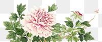 Pink peony png vintage flower border sticker, transparent background