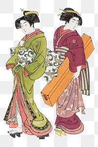 Japanese geisha png on transparent background.    Remastered by rawpixel. 