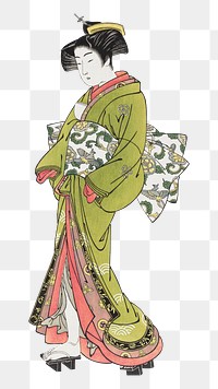 Japanese geisha png on transparent background.    Remastered by rawpixel. 