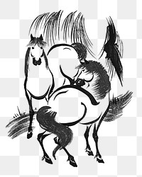 Japanese horses png sticker, transparent background. Remastered by rawpixel. 