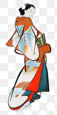 Japanese woman png on transparent background.    Remastered by rawpixel. 