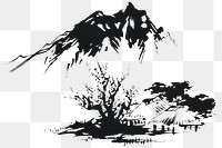 Japanese village silhouette png, transparent background.    Remastered by rawpixel. 