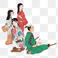 Vintage Japanese people png on transparent background.    Remastered by rawpixel. 