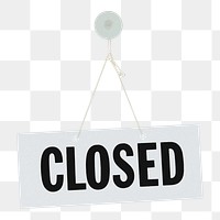 Closed sign png sticker, transparent background