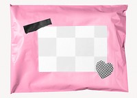 Label png mockup, shipping bag transparent design