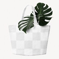 Png canvas tote bag mockup, transparent design