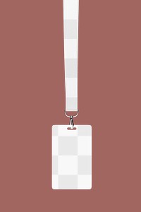 Lanyard card png mockup, 3D brown transparent design