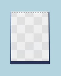 Desk calendar png mockup, blue transparent design