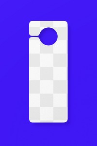 Door tag png mockup, blue transparent design