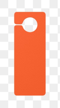 Door hanger png sticker, orange design, transparent background