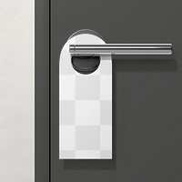 Door hanger png mockup, 3D hotel room, transparent design