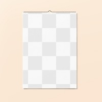 Wall calendar png mockup, beige transparent design