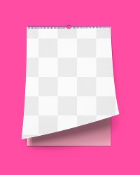 Wall calendar png mockup, pink transparent design