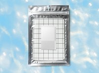 PNG foil zip bag label mockup, transparent design