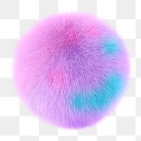 Png colorful fluffy ball sticker, 3D rendering, transparent background