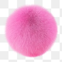 Png pink fluffy ball sticker, 3D rendering, transparent background