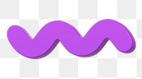 Png purple squiggle sticker, 3D rendering, transparent background