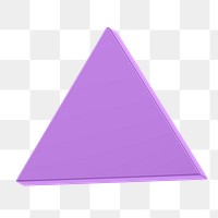 Png purple triangle sticker, 3D rendering, transparent background