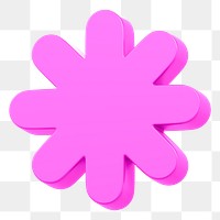 Png pink asterisk sticker, 3D rendering, transparent background