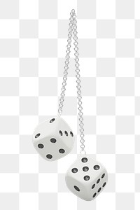 Png dice & chain sticker, 3D rendering, transparent background