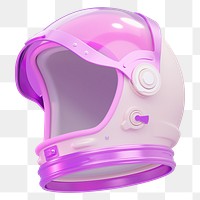 Png purple astronaut helmet sticker, 3D rendering, transparent background