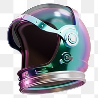 Png colorful astronaut helmet sticker, 3D rendering, transparent background