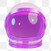 Png purple astronaut helmet sticker, 3D rendering, transparent background