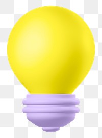 Light bulb png sticker, 3D rendering, transparent background