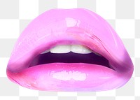 Png pink lips sticker, glossy design, transparent background