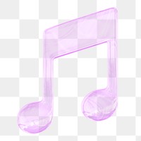 Musical note png 3D rendering, collage element on transparent background