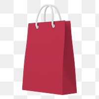 Png shopping bag sticker, 3D rendering, transparent background