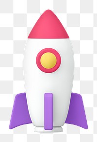 Startup rocket png 3D rendering sticker, collage element on transparent background