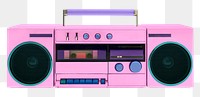 Retro cassette player png 3D rendering sticker, collage element on transparent background