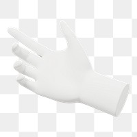 Png white hand sticker, 3D rendering, transparent background