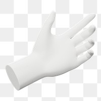 Png white hand sticker, 3D rendering, transparent background