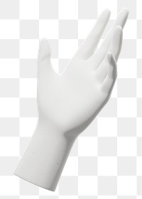 Png white hand sticker, 3D rendering, transparent background