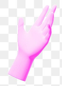 Png pink hand sticker, 3D rendering, transparent background