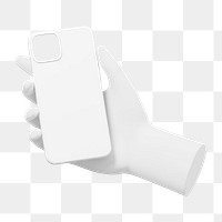 Png hand holding phone case sticker, 3D rendering, transparent background