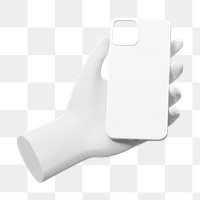 Png hand holding phone case sticker, 3D rendering, transparent background