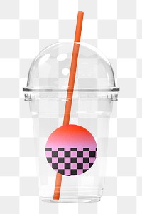 Png clear plastic cup sticker, transparent background