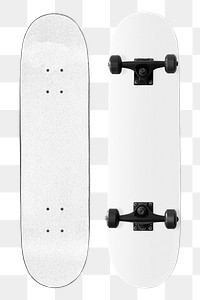 White skateboard png sport sticker, transparent background