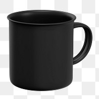 Black mug png sticker, transparent background