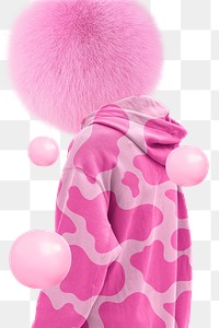 Pink pattern hoodie png sticker, cute remixed media, transparent background