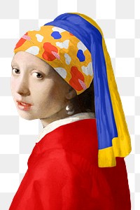 Png Girl with a Pearl Earring, transparent background, famous Johannes Vermeer's artwork remixed by rawpixel.