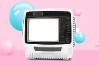 CRT TV screen png mockup, transparent design