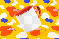 Coffee mug png transparent mockup, colorful background design